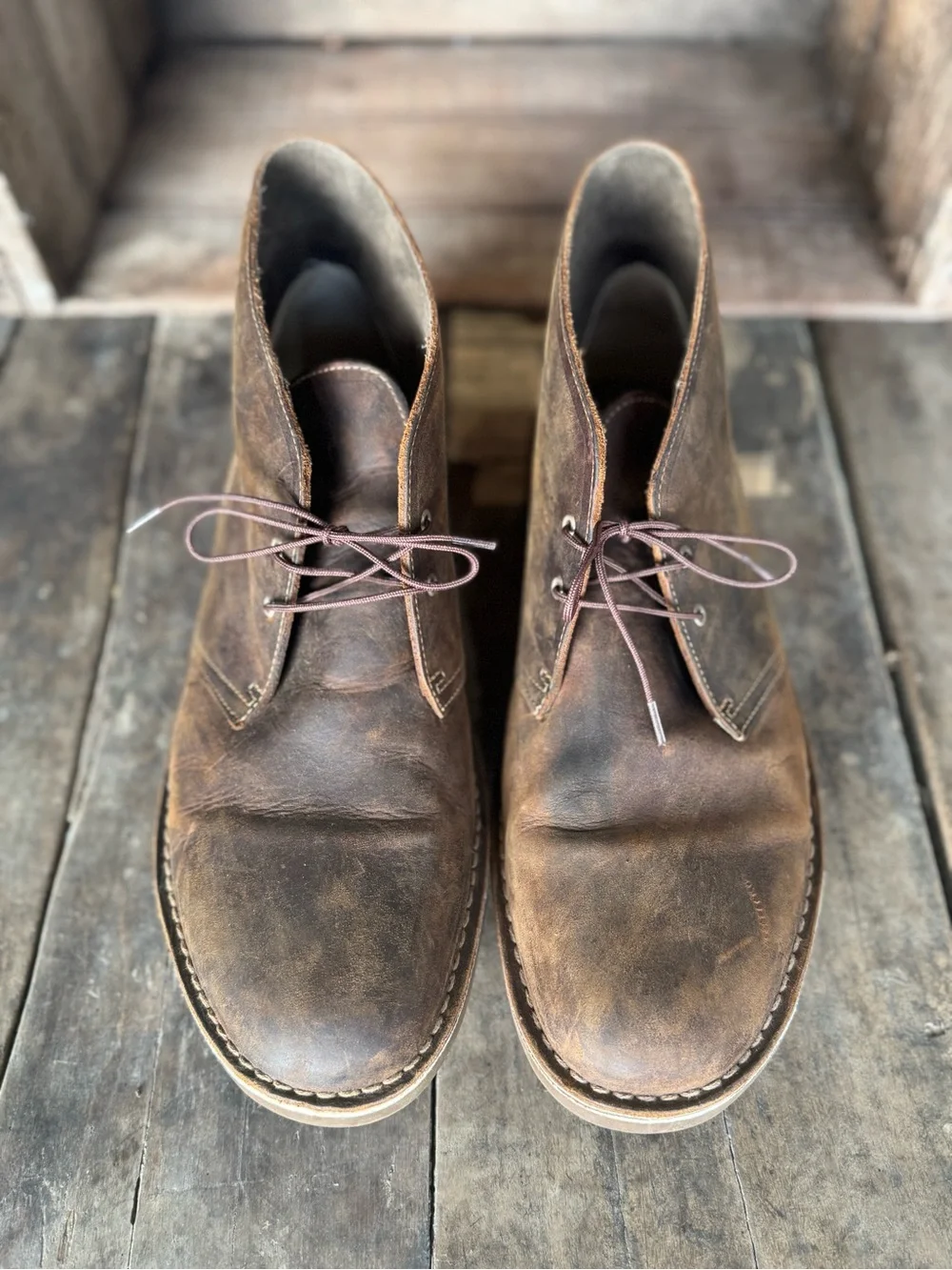 Clarks Brown Leather Chukka Boots with Tan Sole